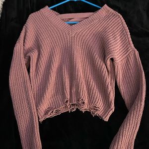 Pink knit crop top